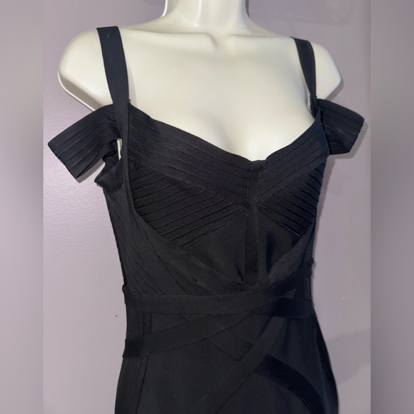House of CB Blaise Black Bardot Bandage Mini Dress - Picture 8 of 13